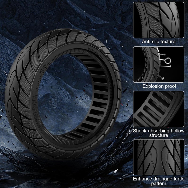 Cooryda 10x2.125 Scooter Tire, 10 inch Solid Rubber Tires Tubeless Front or Rear Replacement 10x2.125 Solid Electric Scooter Tire for Gotrax G4 Xr V2 Ninebot F25 F65 Hiboy S2 Pro 2pc Black - Image 3